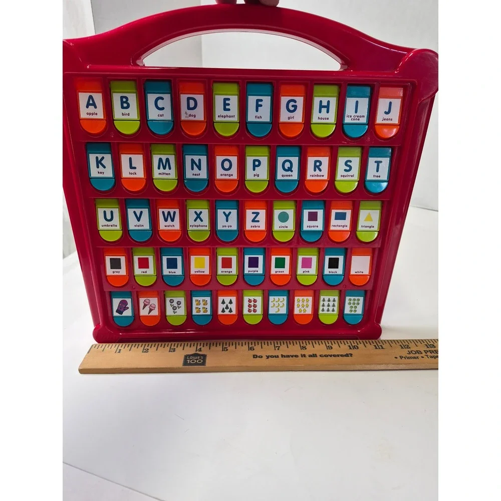 Battat Hide & Seek Alphabet Board Kids Educational Toy Red picture number flaps